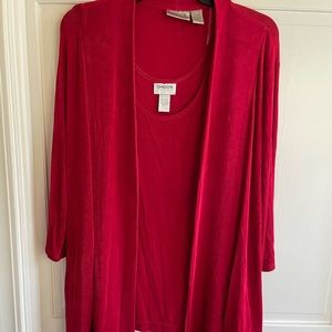 Chico’s travelers red tank and cardigan jacket.